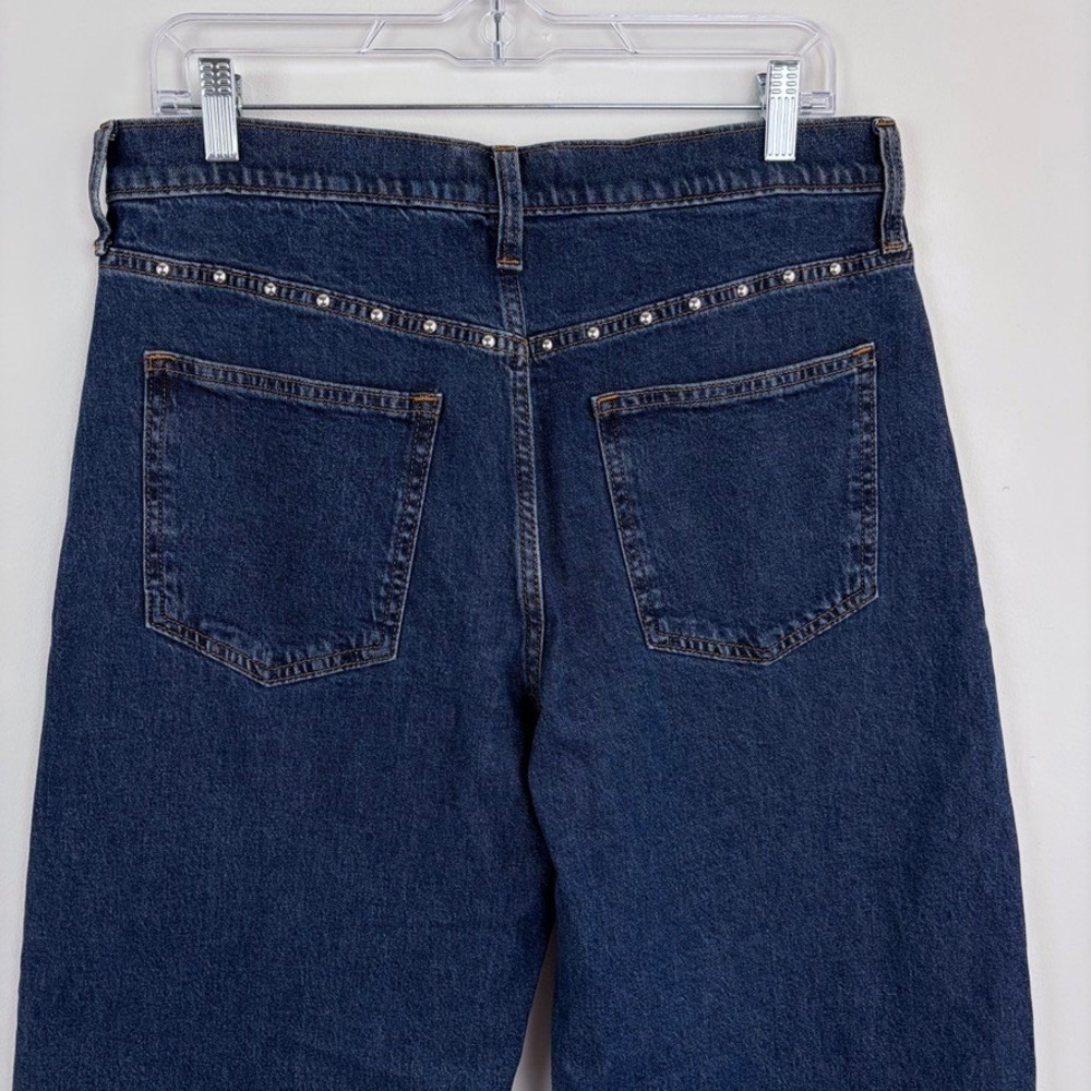 Gap Denim High Rise Studded Barrel Jeans Dark Wash Low Stretch Denim 10 Short - Picture 8 of 11